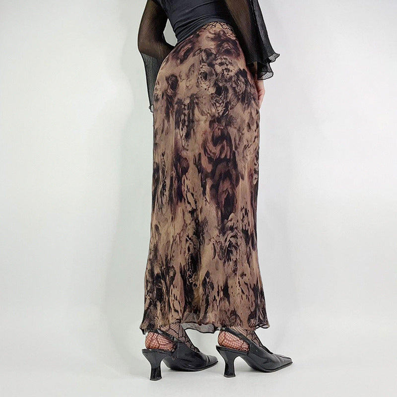 Women's Vintage Rose Print Skirt