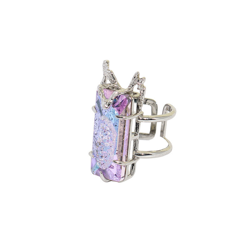 Retro Long Purple Diamond Ring