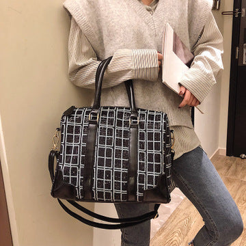 Vintage crossbody bag check handbag