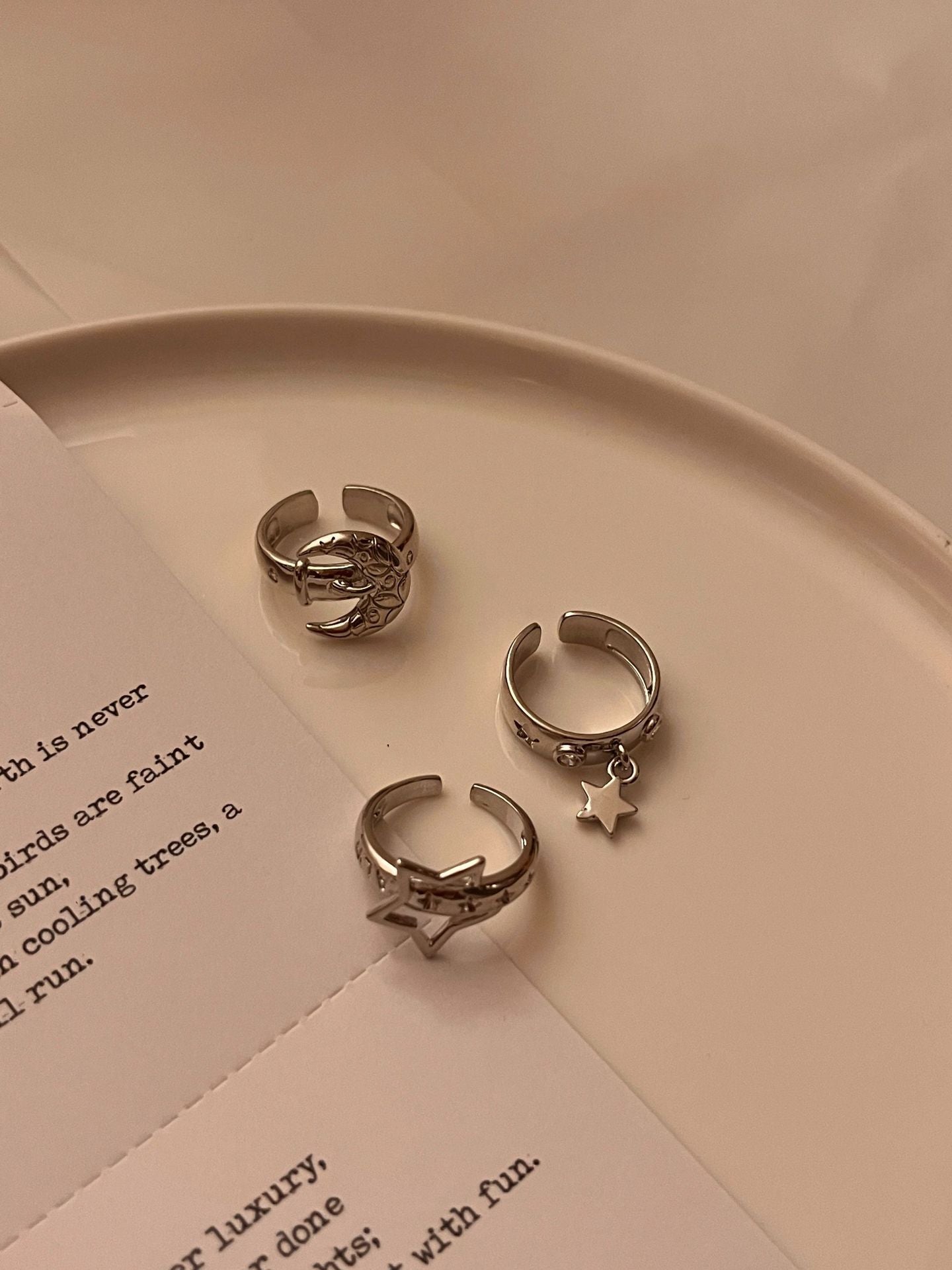 Retro Five-pointed Star Moon Hip Hop Fashion Personality High Sense Ring