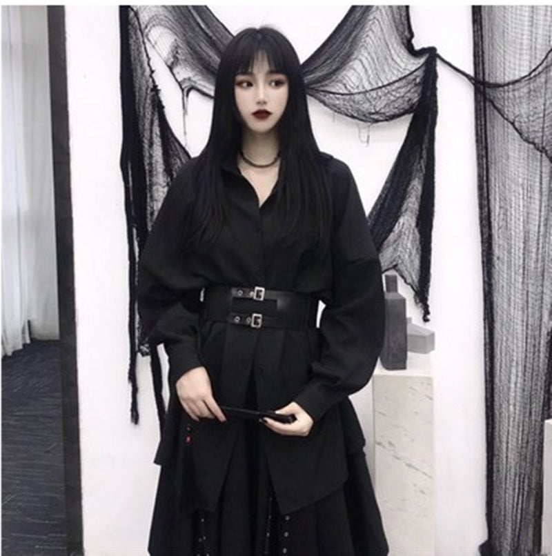 Retro Hong Kong Style Mid-length Shirt Women's Clothing