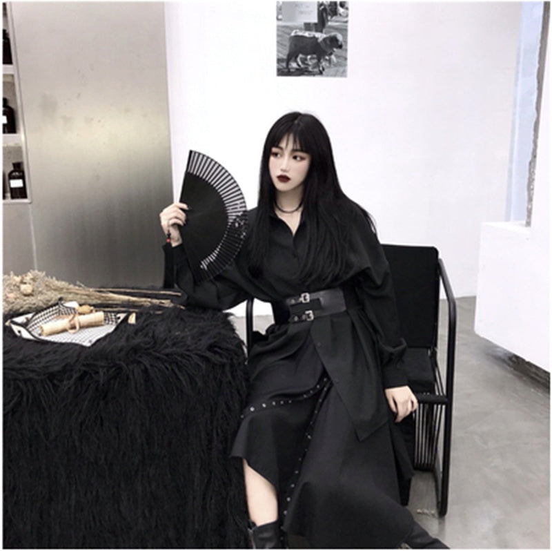 Retro Hong Kong Style Mid-length Shirt Women's Clothing
