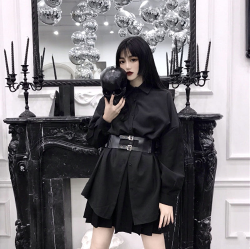 Retro Hong Kong Style Mid-length Shirt Women's Clothing