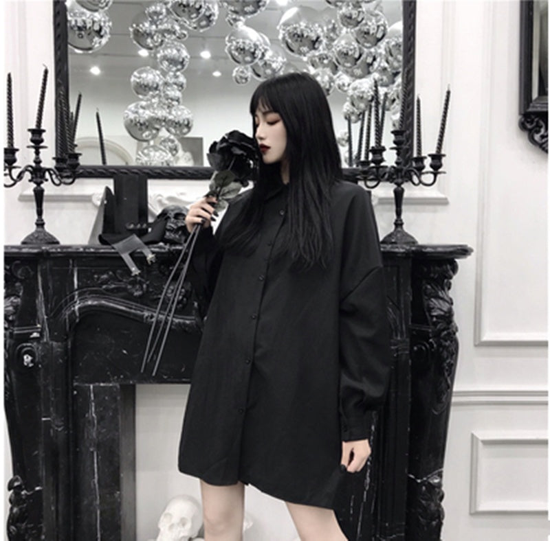 Retro Hong Kong Style Mid-length Shirt Women's Clothing