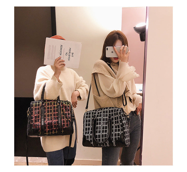 Vintage crossbody bag check handbag