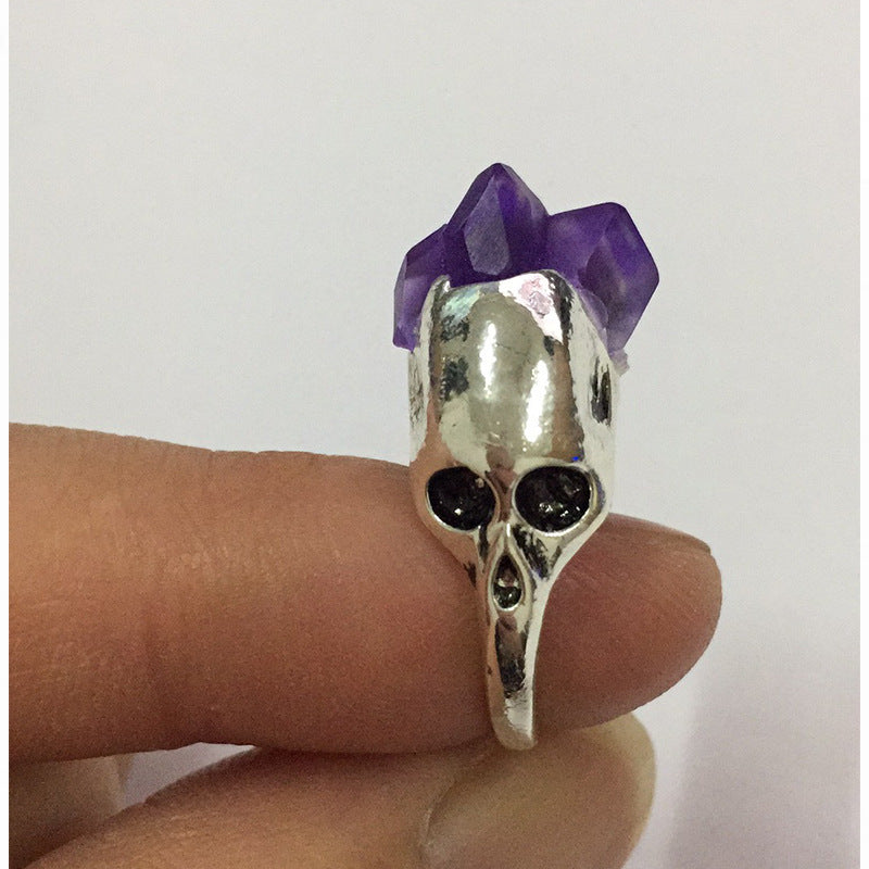 Ornament skull purple natural stone