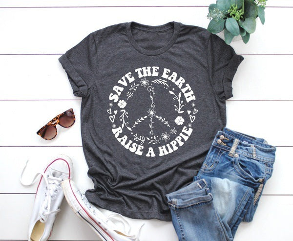Save The Earth Raise A Hippie Print Short Sleeve