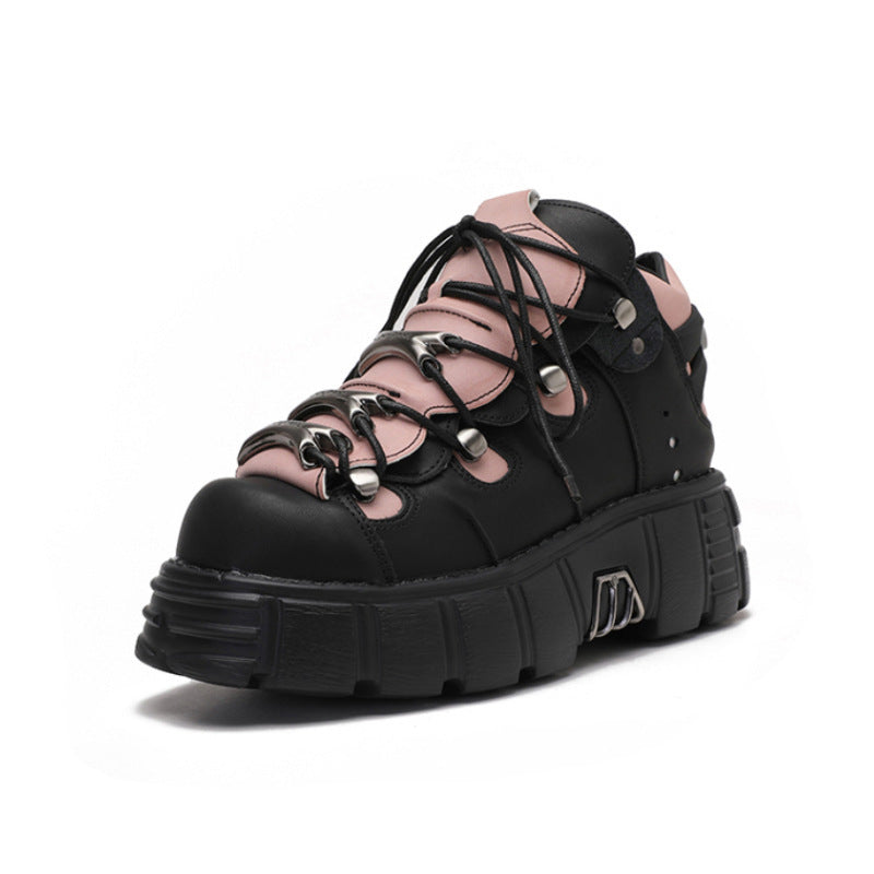 Retro Punk Contrast Color Shoes Women's Platform