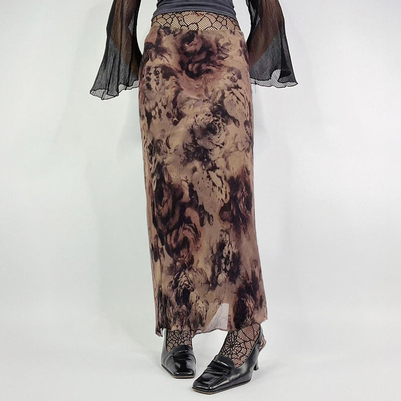 Women's Vintage Rose Print Skirt