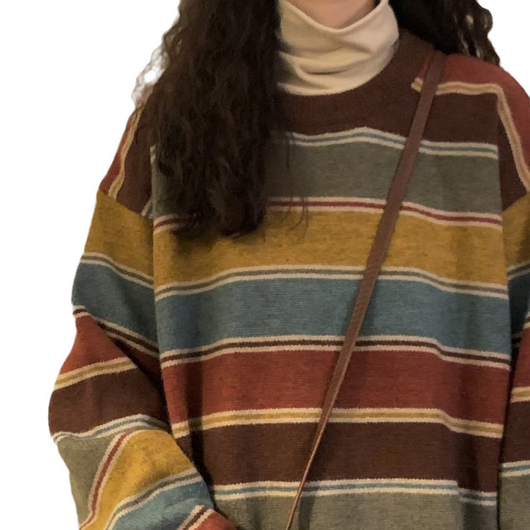Sweater Women's Winter Striped Japanese Sweater