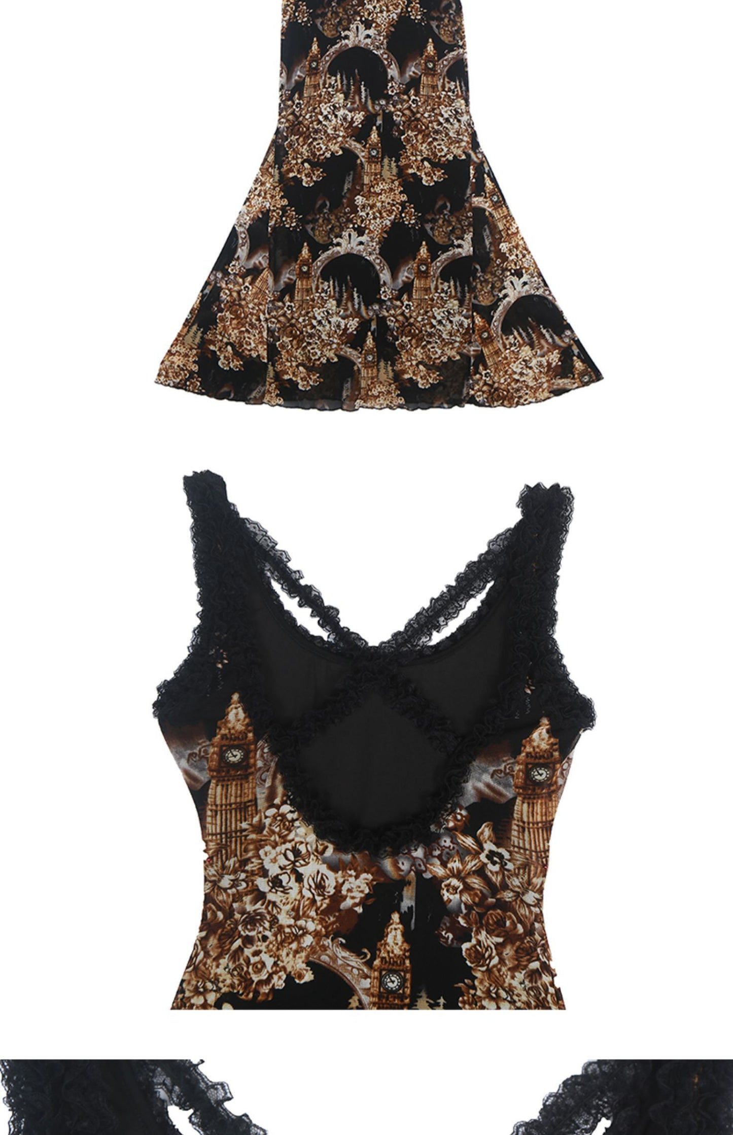 Retro Gothic Architectural Style Lace Lace Backless Fishtail Dress