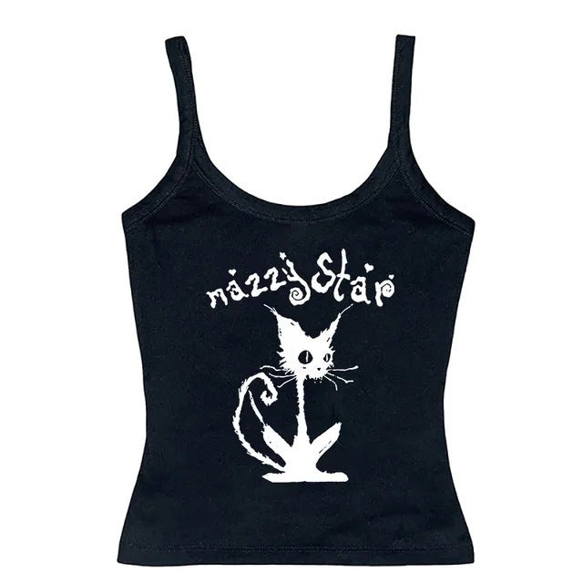 Cat Print Gothic Top For Women
