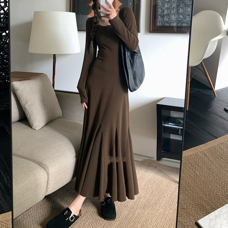 Retro Women's Clothing Black Primer Fishtail Dress