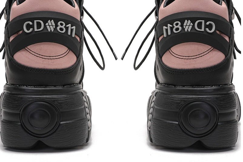 Retro Punk Contrast Color Shoes Women's Platform
