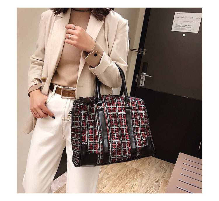 Vintage crossbody bag check handbag