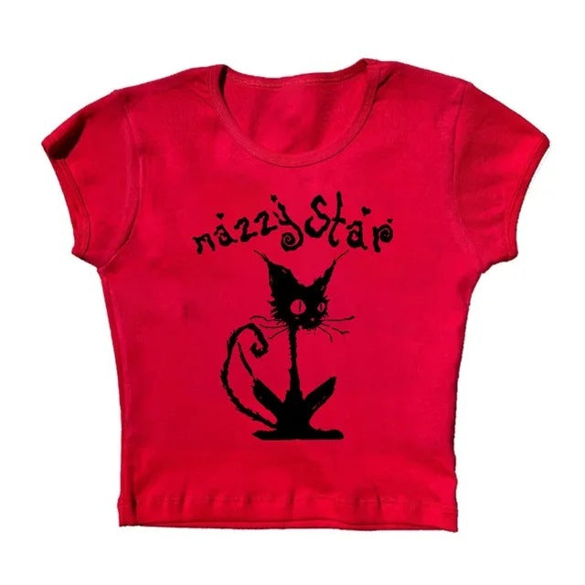 Cat Print Gothic Top For Women