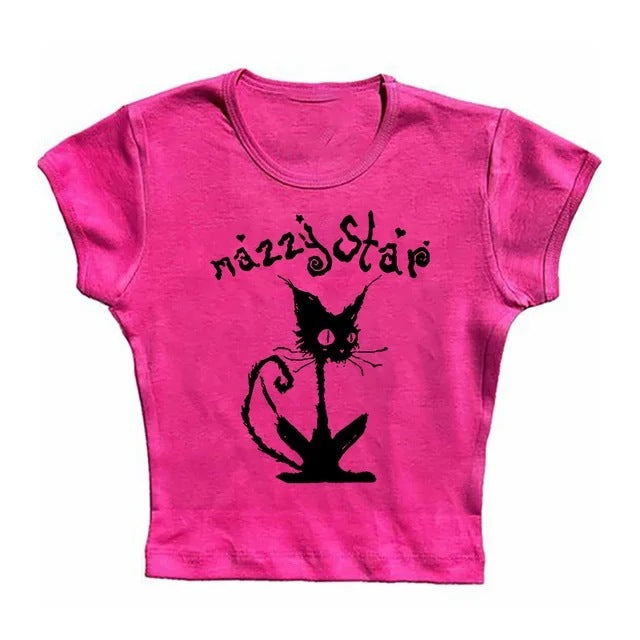 Cat Print Gothic Top For Women