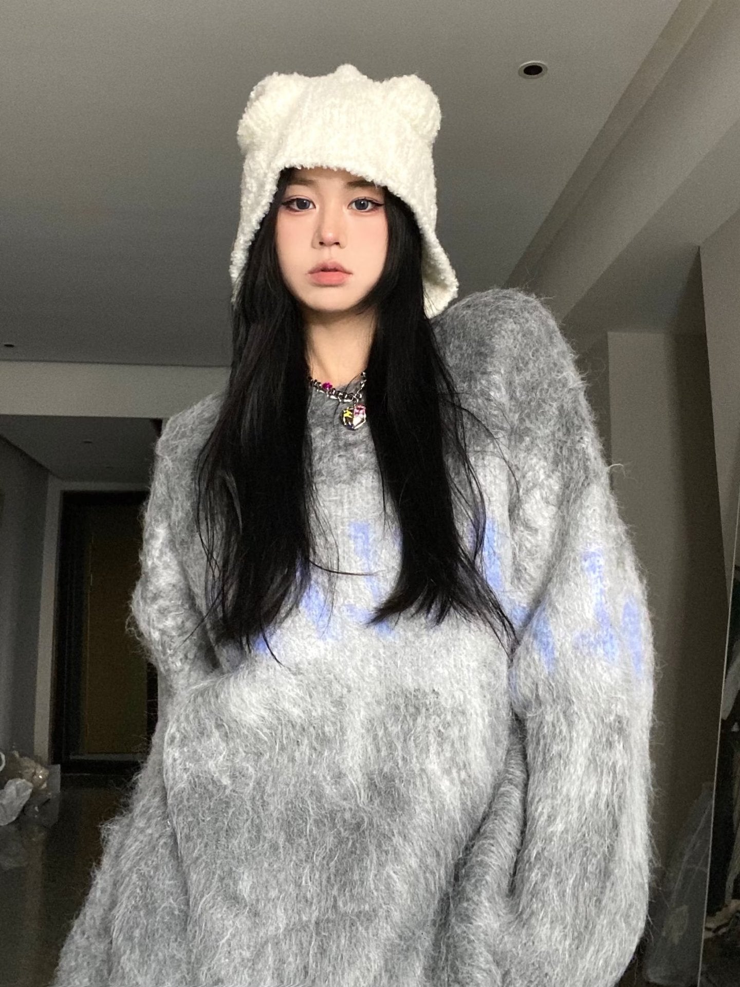 Loose Pullover Sweater Long Sleeve Top Vintage Sweater