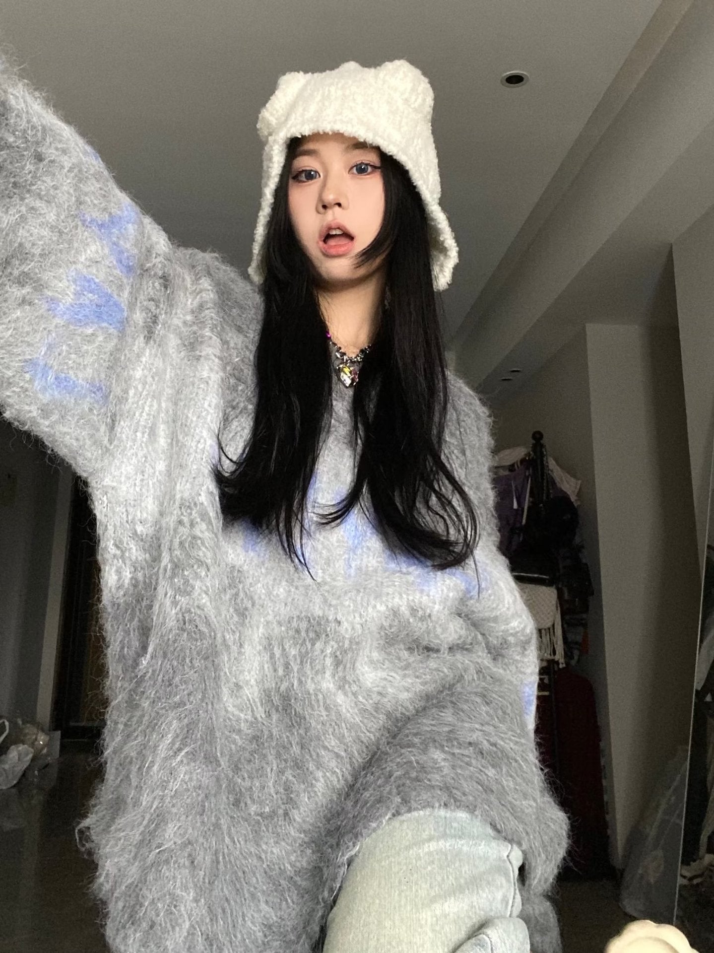Loose Pullover Sweater Long Sleeve Top Vintage Sweater