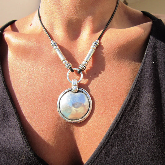 Silver Round Clavicle Necklace 