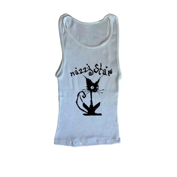 Cat Print Gothic Top For Women