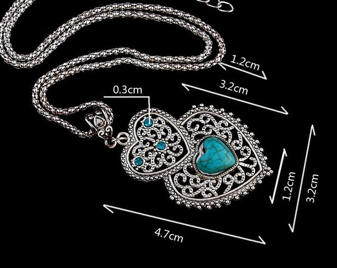 Exquisite Turquoise Heart Necklace 
