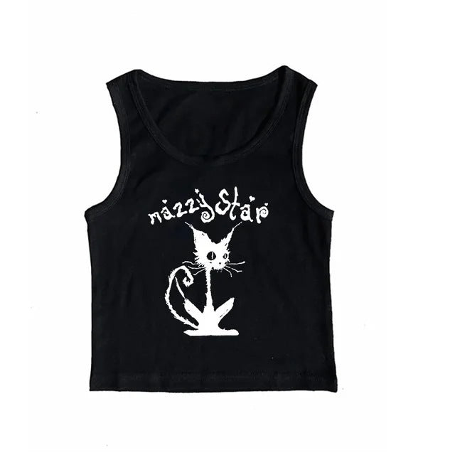 Cat Print Gothic Top For Women