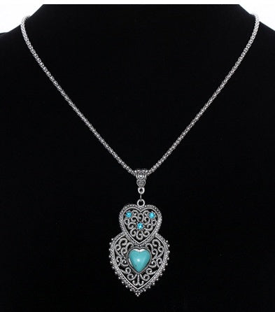 Exquisite Turquoise Heart Necklace 