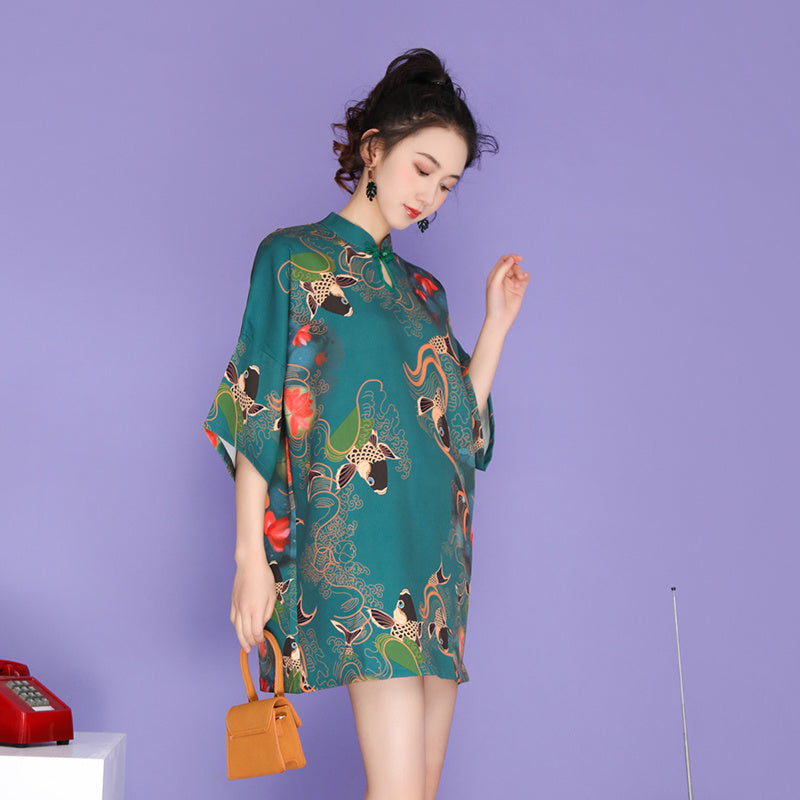 Vintage print short dress