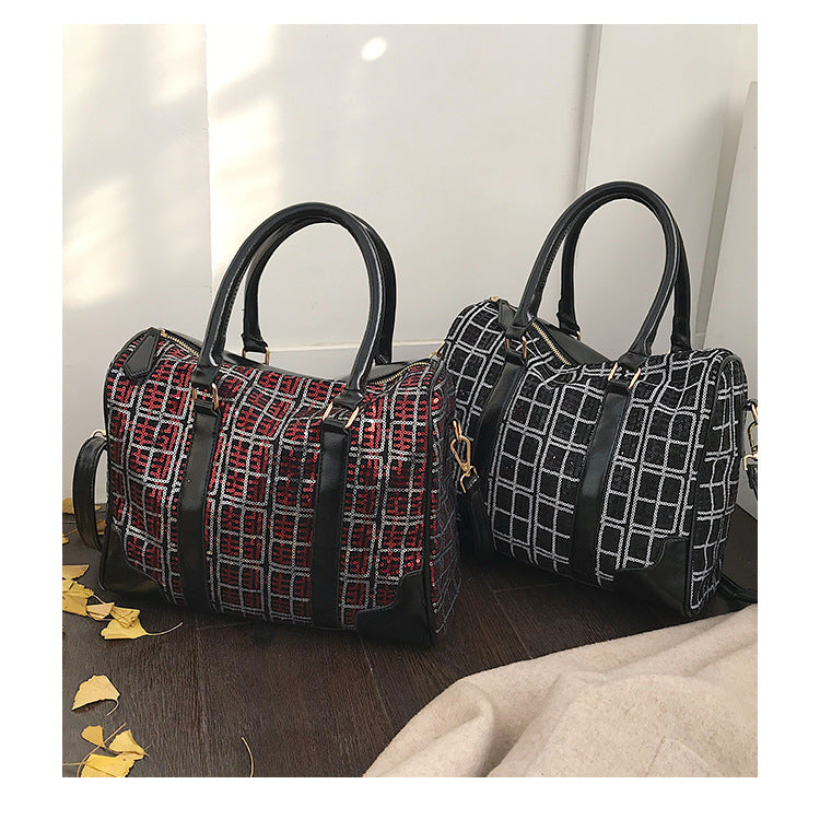 Vintage crossbody bag check handbag