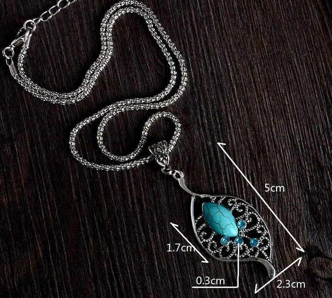 Exquisite Turquoise Leaf Necklace 