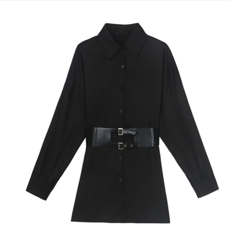Retro Hong Kong Style Mid-length Shirt Women's Clothing