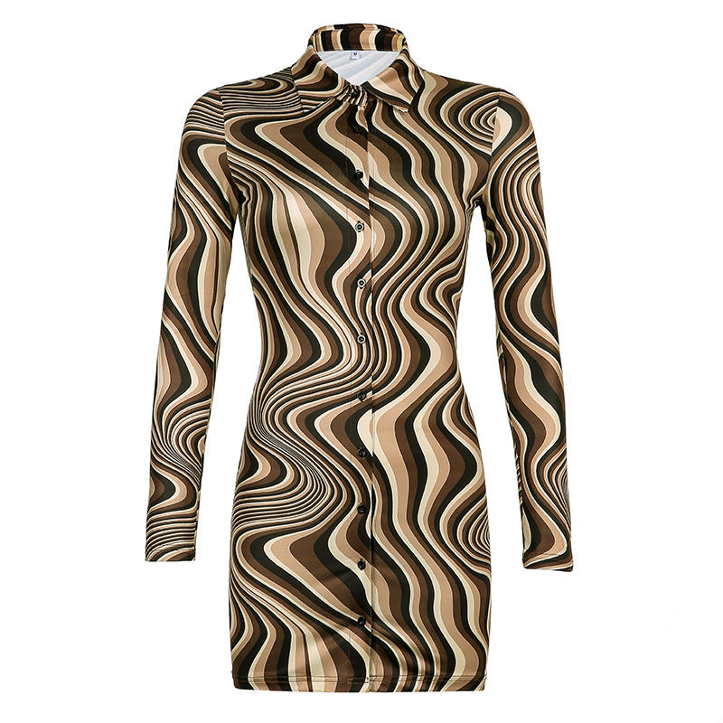 Fashion Street Retro Swirl Water Ripple Cardigan Long Sleeve