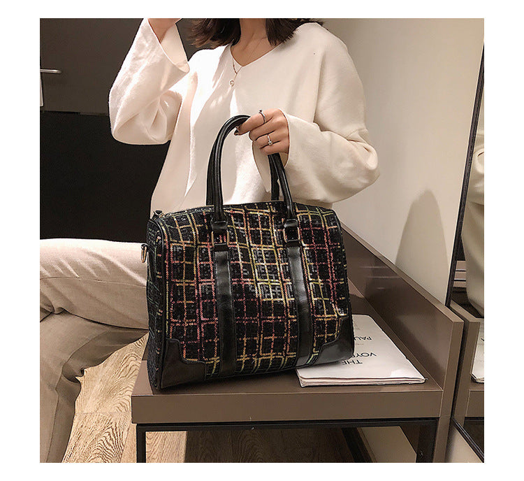 Vintage crossbody bag check handbag