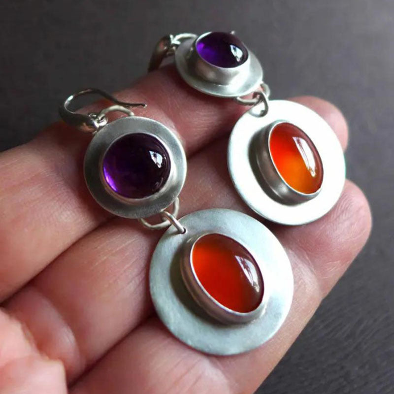 Purple Orange Handmade Earrings