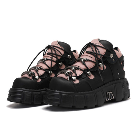 Retro Punk Contrast Color Shoes Women's Platform