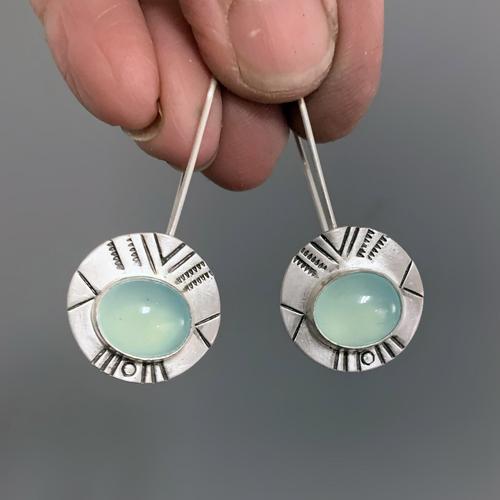 Water Green Chalcedony Earrings For Women