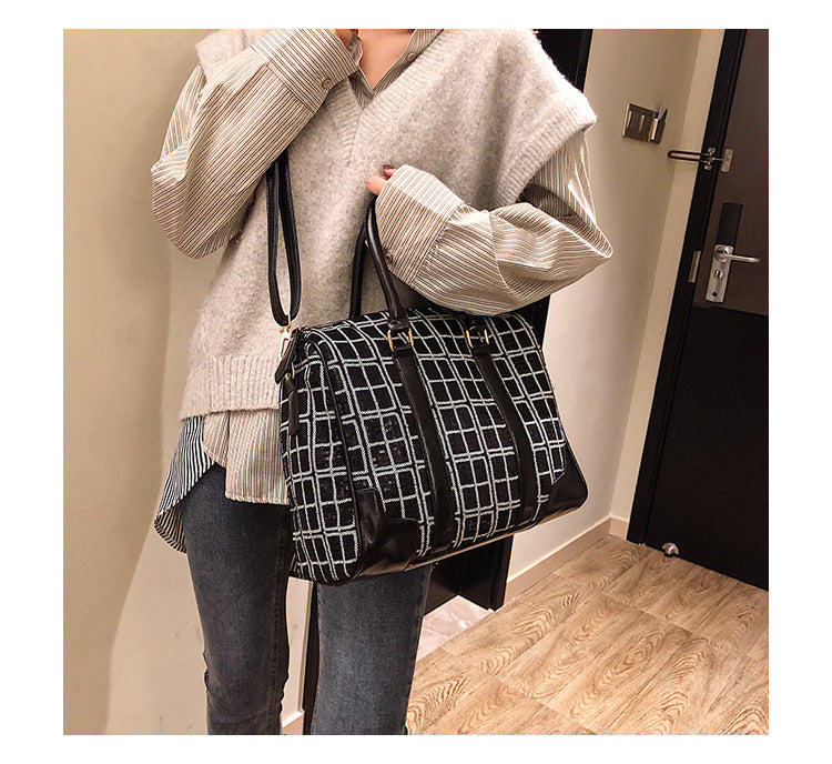 Vintage crossbody bag check handbag