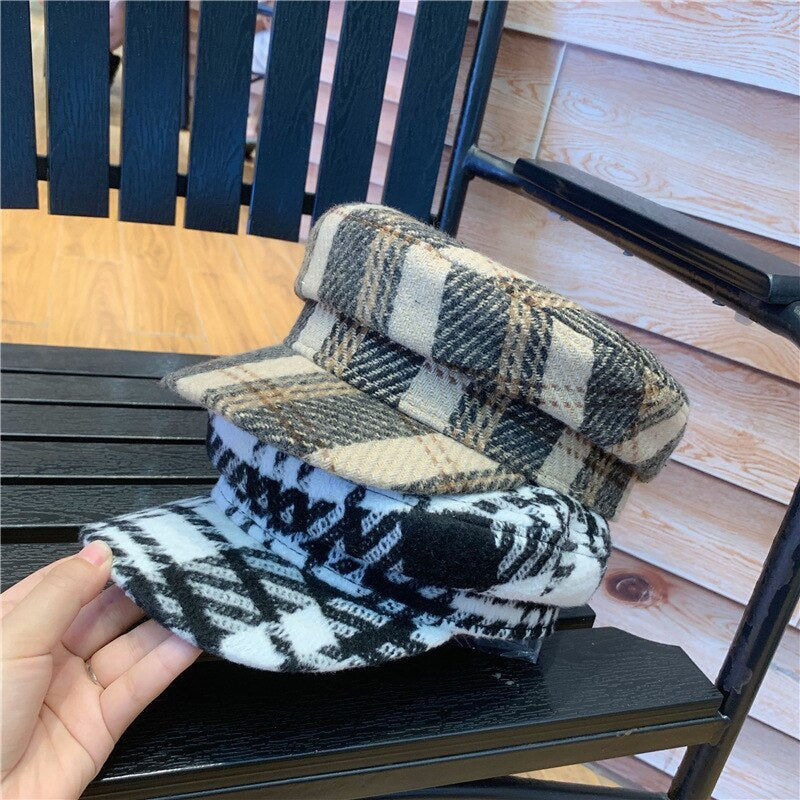 Autumn and winter flat top fashion casual octagonal hat