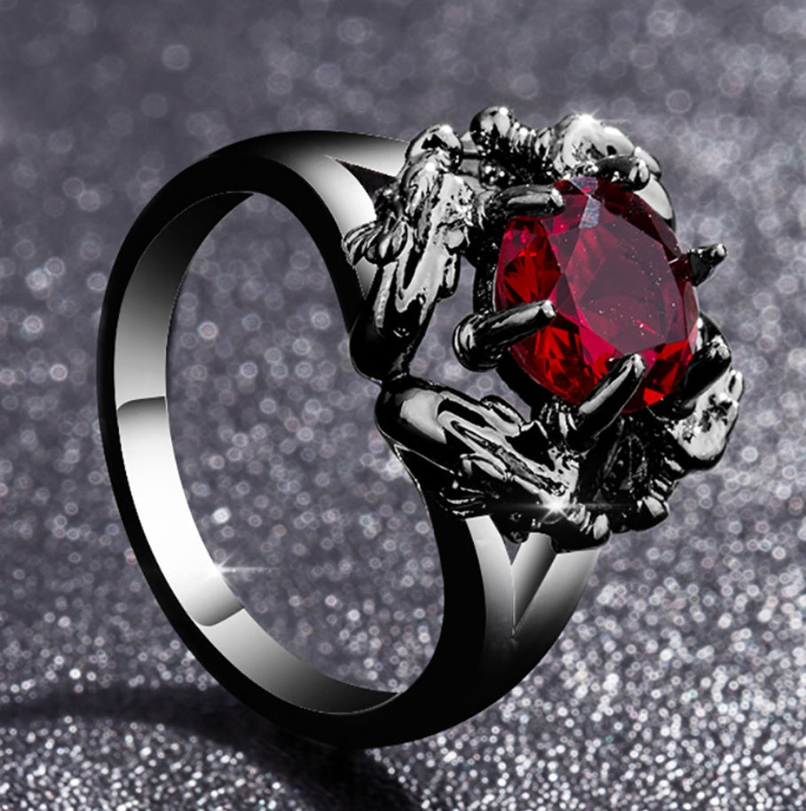 Red Ruby Goth Ring