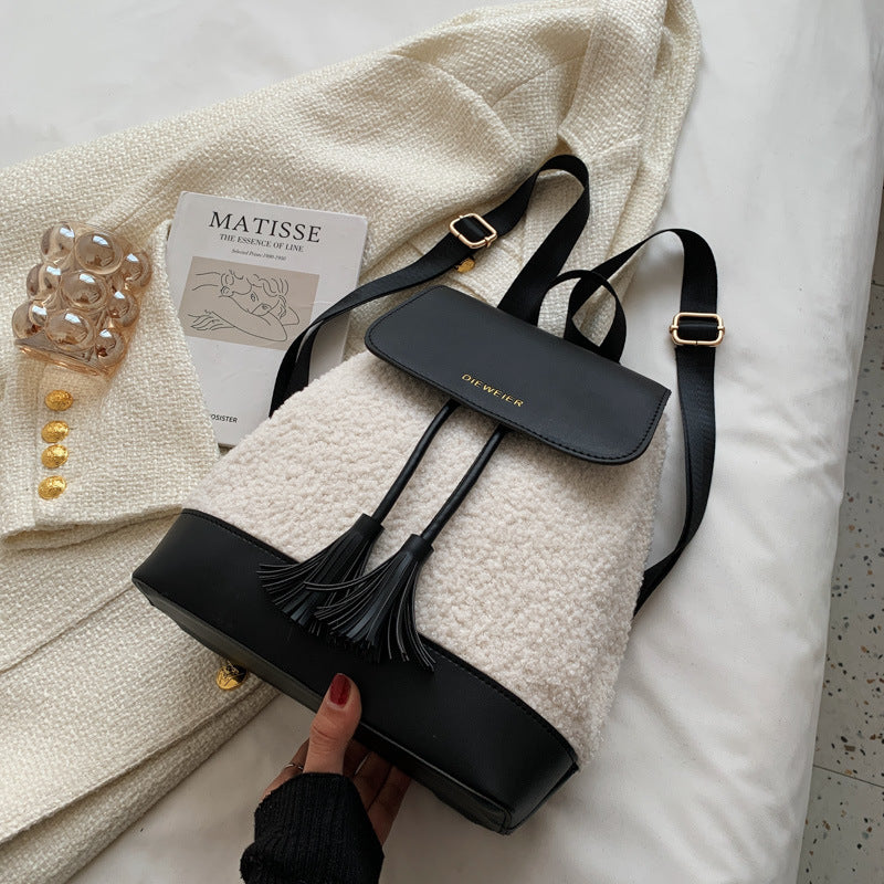 Winter Plush Women's Backpack Casual Fashion Tassels