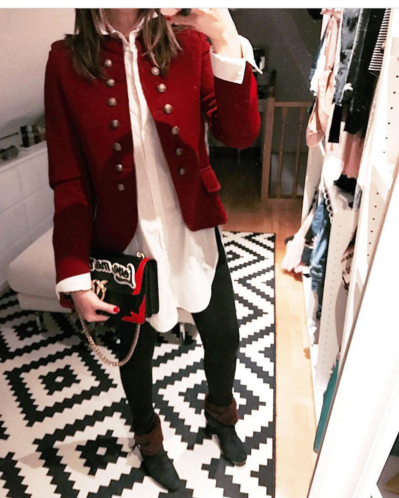 Autumn and winter fashion button blazer