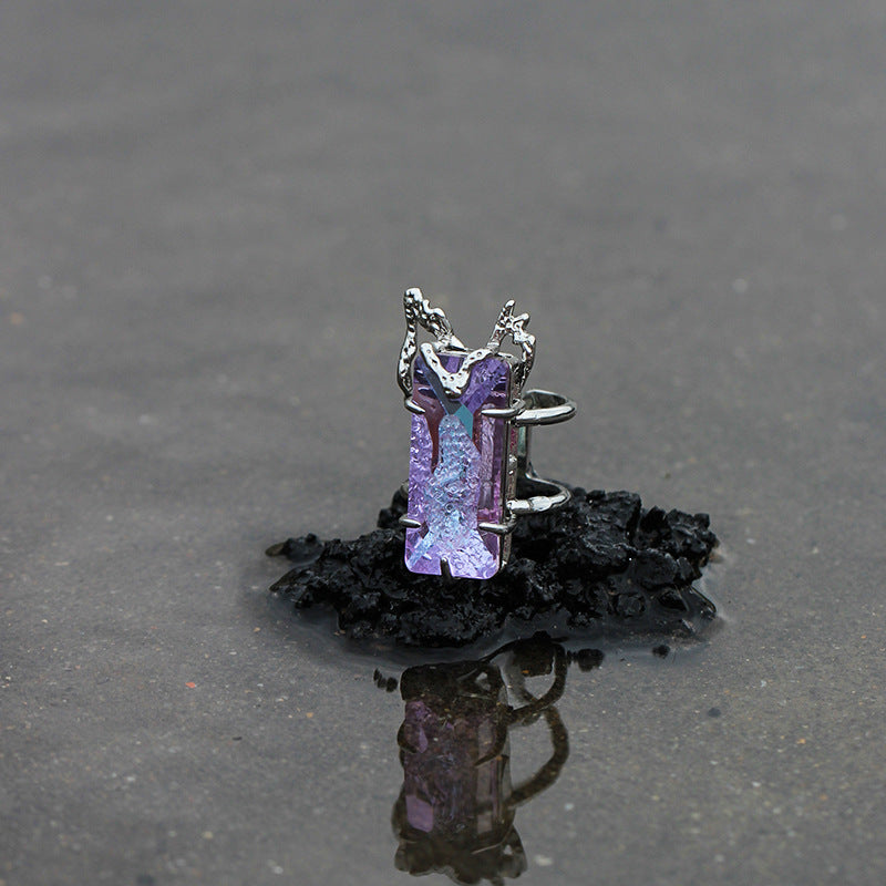 Retro Long Purple Diamond Ring