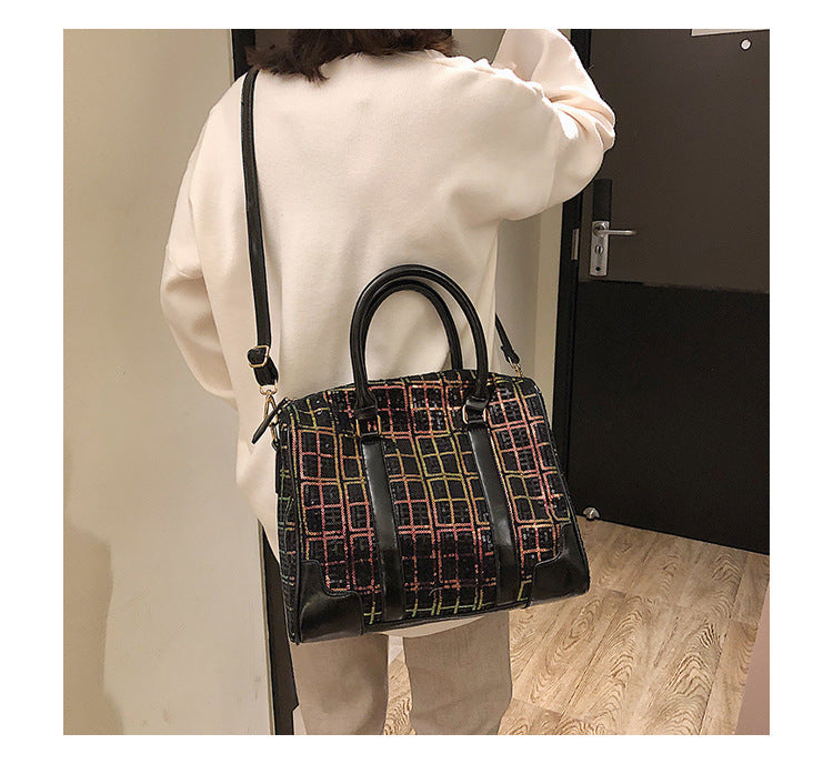Vintage crossbody bag check handbag