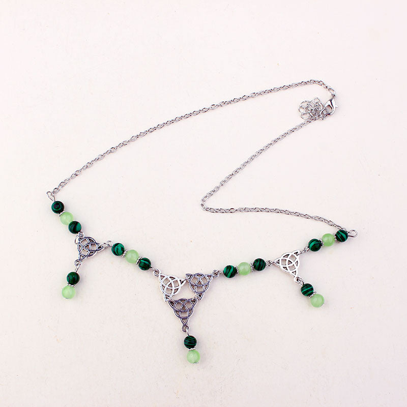 Gothic Irish Knot Neck Peacock Lvzhu Necklace