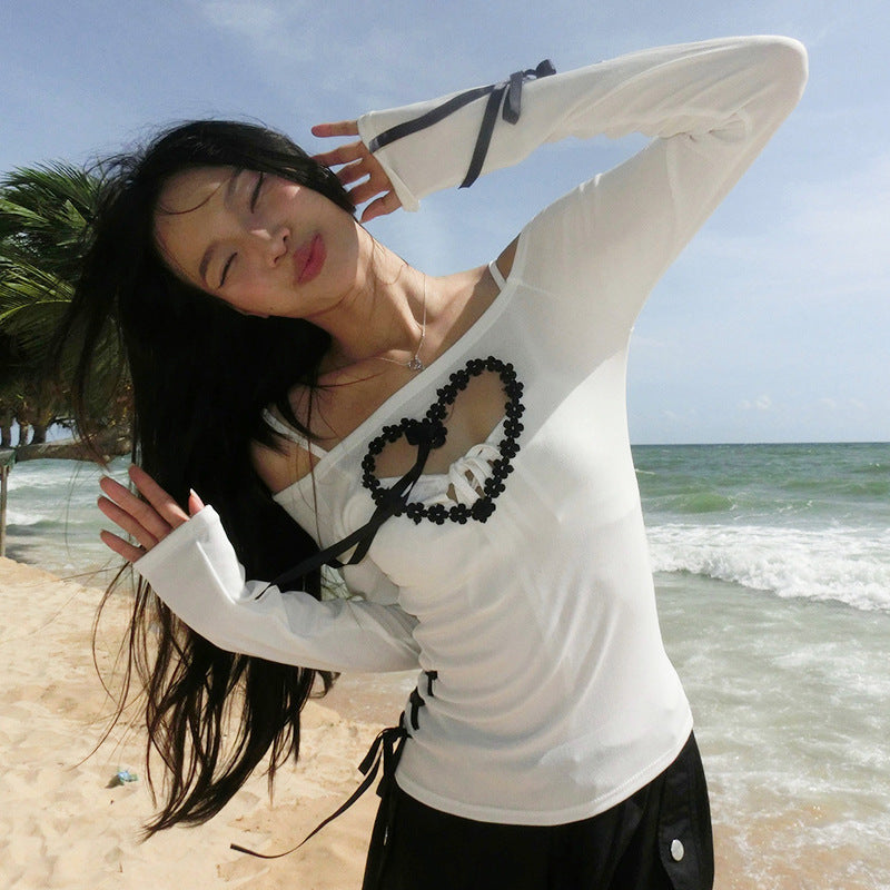White Heart Lace Top