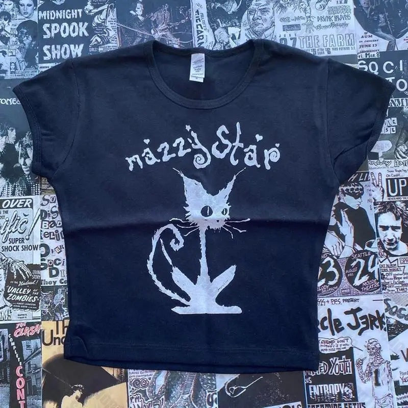 Cat Print Gothic Top For Women