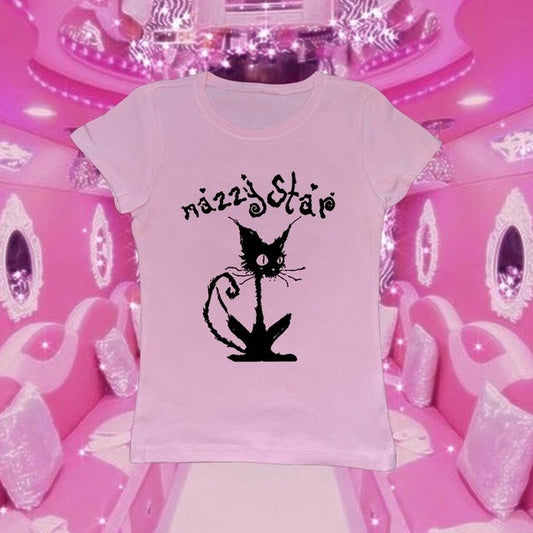 Cat Print Gothic Top For Women