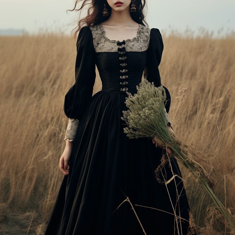 French Style Hepburn Wind Black Retro Women's Clothing Vintage Dress
