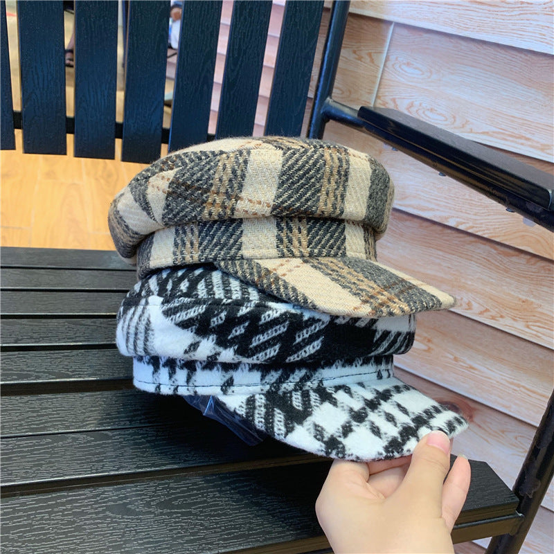 Autumn and winter flat top fashion casual octagonal hat